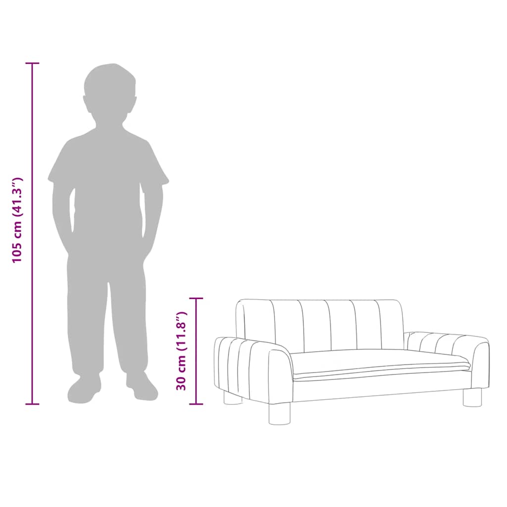 Kindersofa Hellgrau 70x45x30 cm Stoff