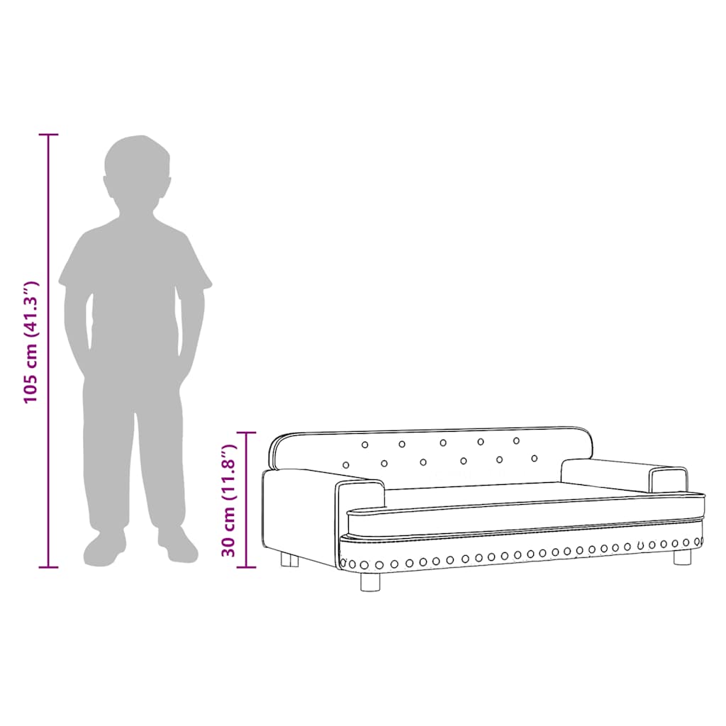 Kindersofa Rosa 90x53x30 cm Samt