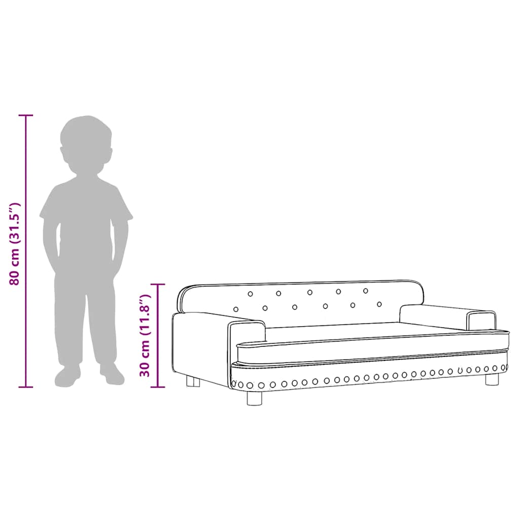 Kindersofa Schwarz 90x53x30 cm Samt