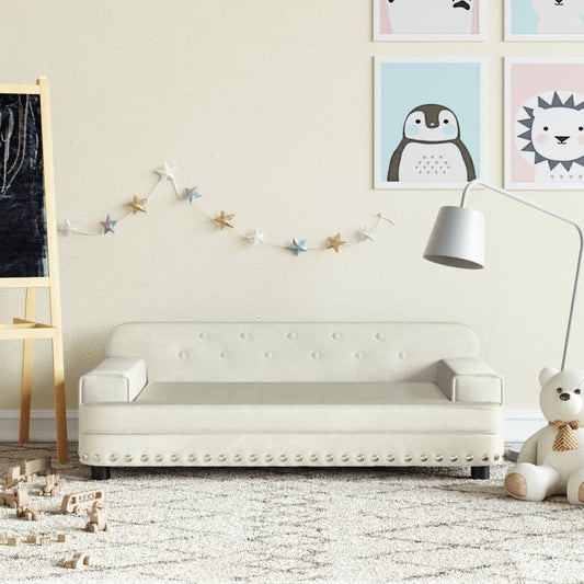 Kindersofa Creme 90x53x30 cm Samt