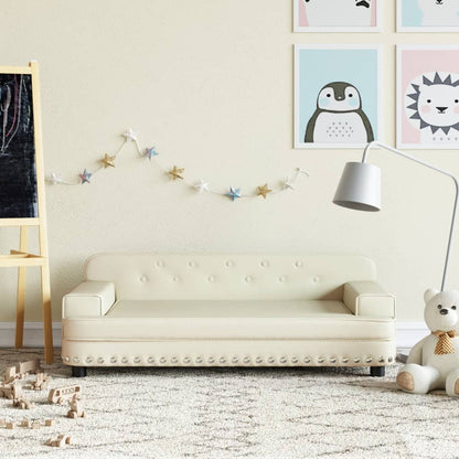 Kindersofa Creme 90x53x30 cm Kunstleder