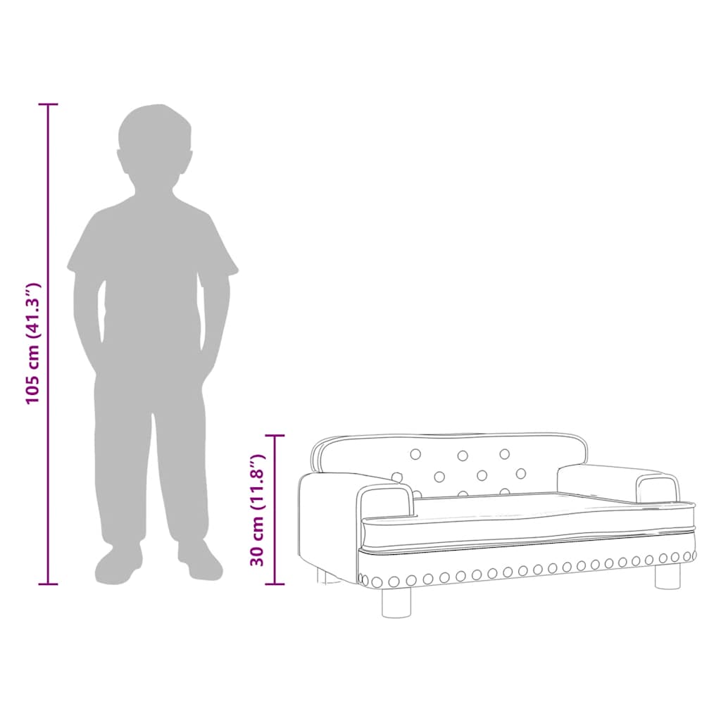 Kindersofa Blau 70x45x30 cm Samt