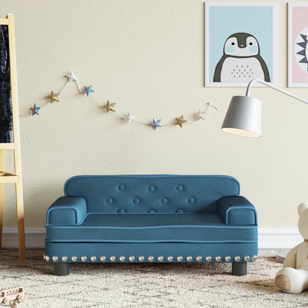 Kindersofa Blau 70x45x30 cm Samt