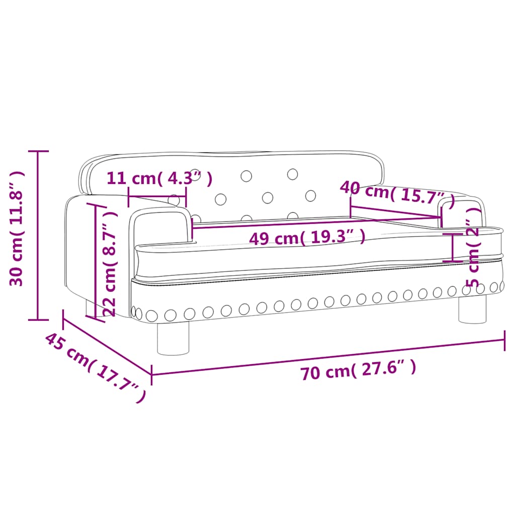 Kindersofa Hellgrau 70x45x30 cm Samt
