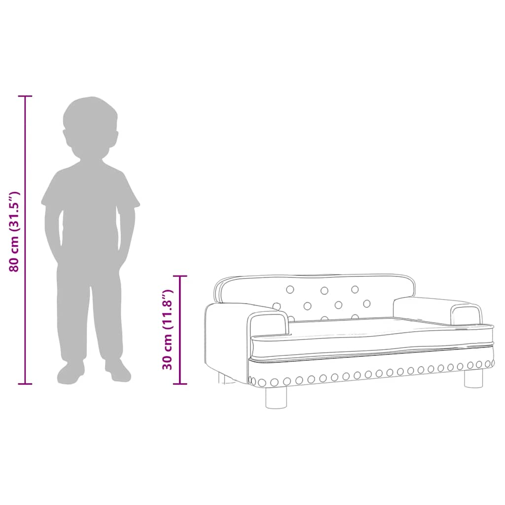 Kindersofa Creme 70x45x30 cm Samt