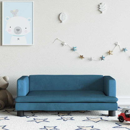 Kindersofa Blau 80x45x30 cm Samt