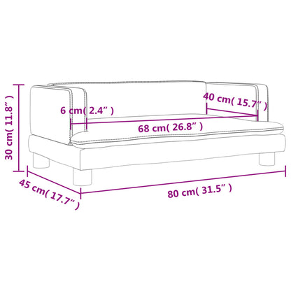 Kindersofa Hellgrau 80x45x30 cm Samt