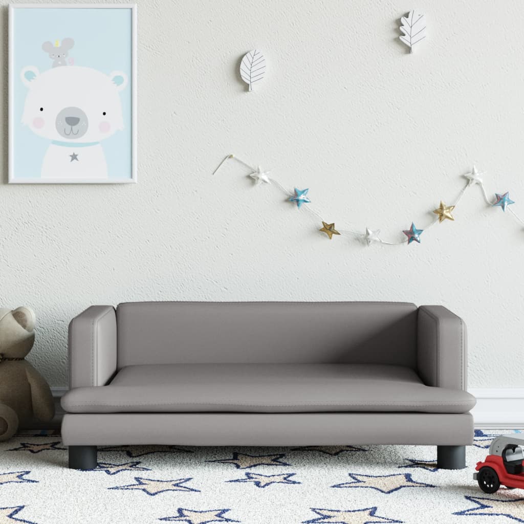 Kindersofa Grau 80x45x30 cm Kunstleder