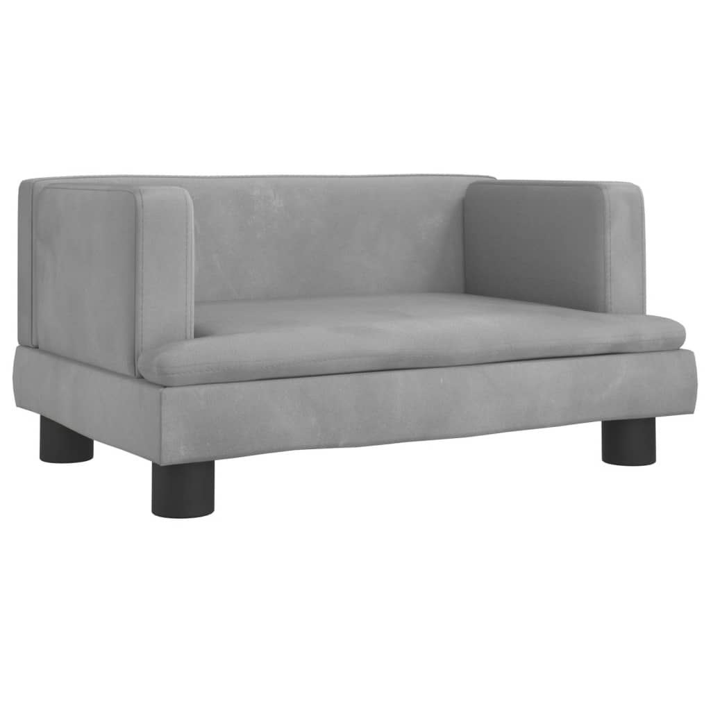 Kindersofa Hellgrau 60x40x30 cm Samt