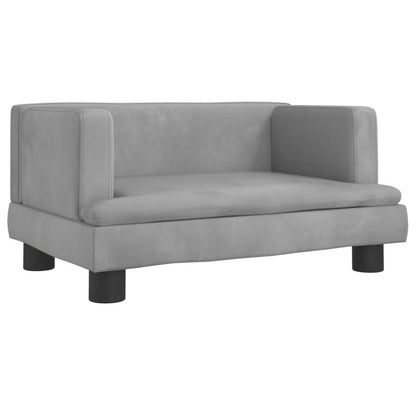 Kindersofa Hellgrau 60x40x30 cm Samt