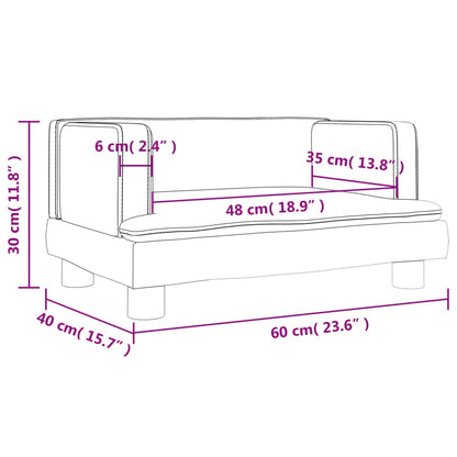 Kindersofa Hellgrau 60x40x30 cm Samt