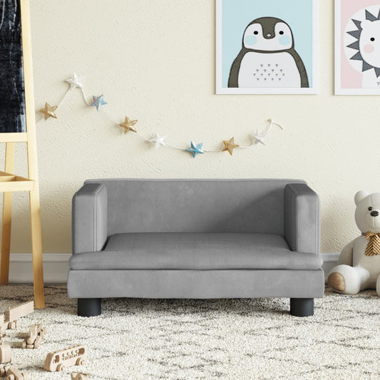 Kindersofa Hellgrau 60x40x30 cm Samt