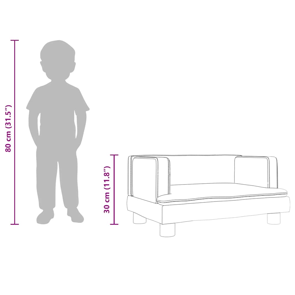 Kindersofa Schwarz 60x40x30 cm Samt