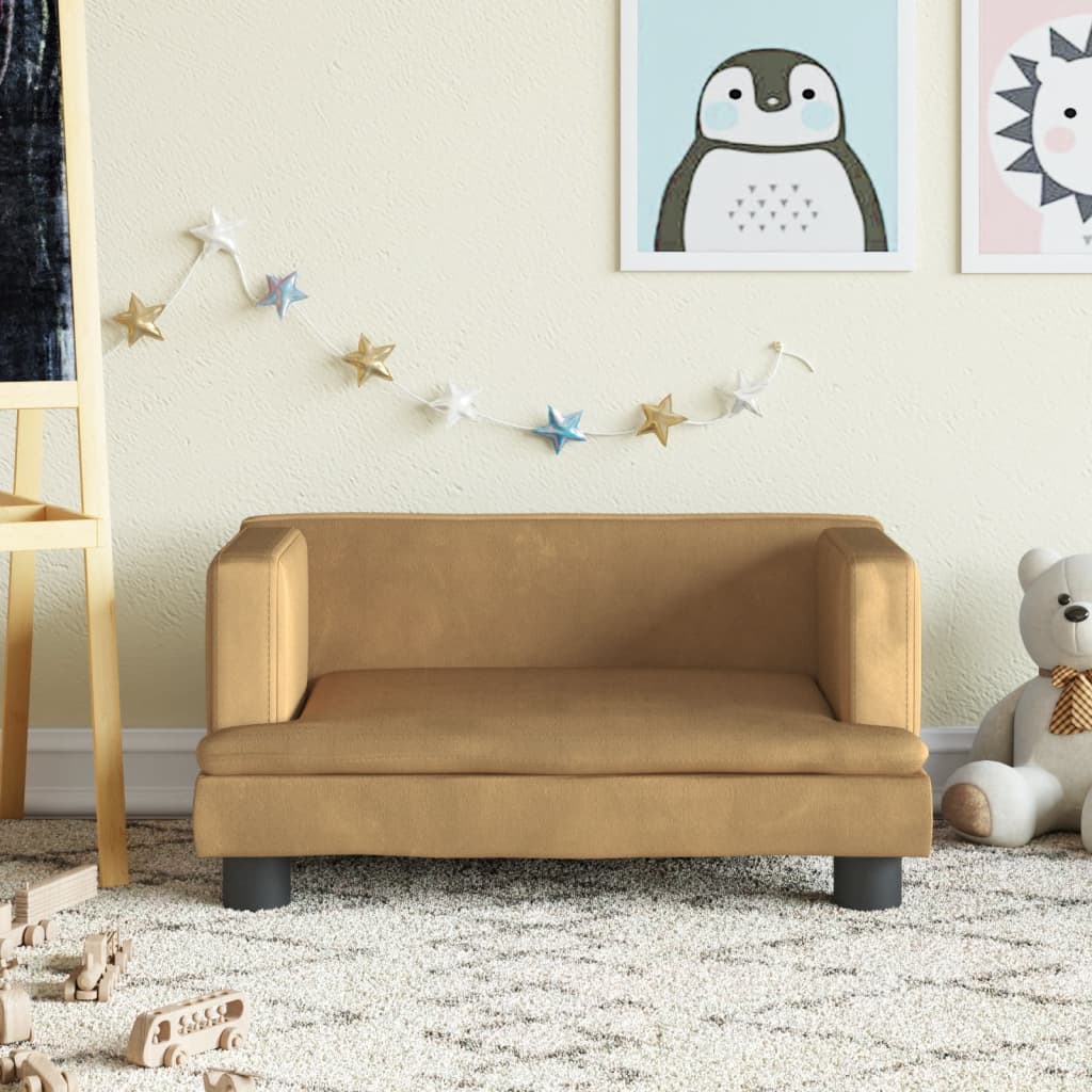 Kindersofa Braun 60x40x30 cm Samt