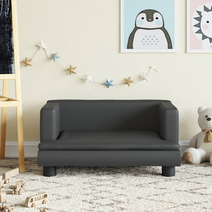 Kindersofa Schwarz 60x40x30 cm Kunstleder