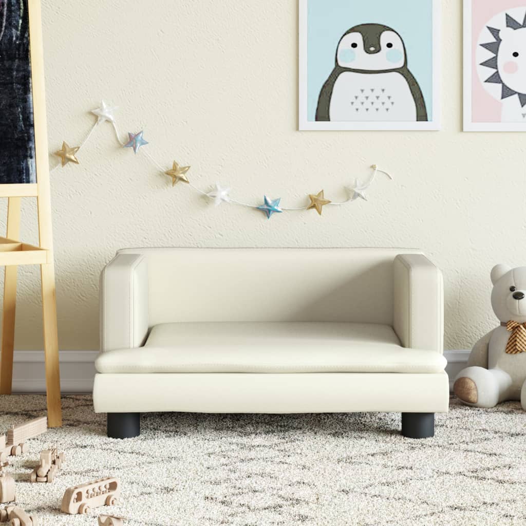 Kindersofa Creme 60x40x30 cm Kunstleder