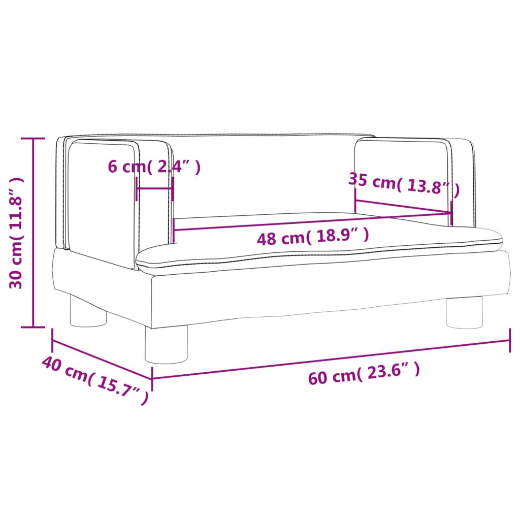 Kindersofa Braun 60x40x30 cm Kunstleder