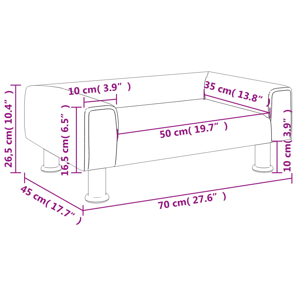 Kindersofa Hellgrau 70x45x26,5 cm Samt