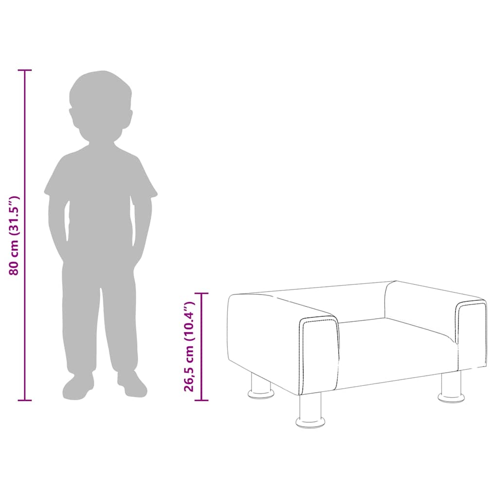 Kindersofa Blau 50x40x26,5 cm Samt