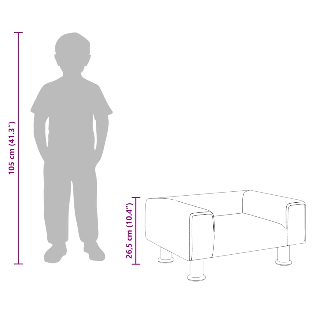 Kindersofa Blau 50x40x26,5 cm Samt