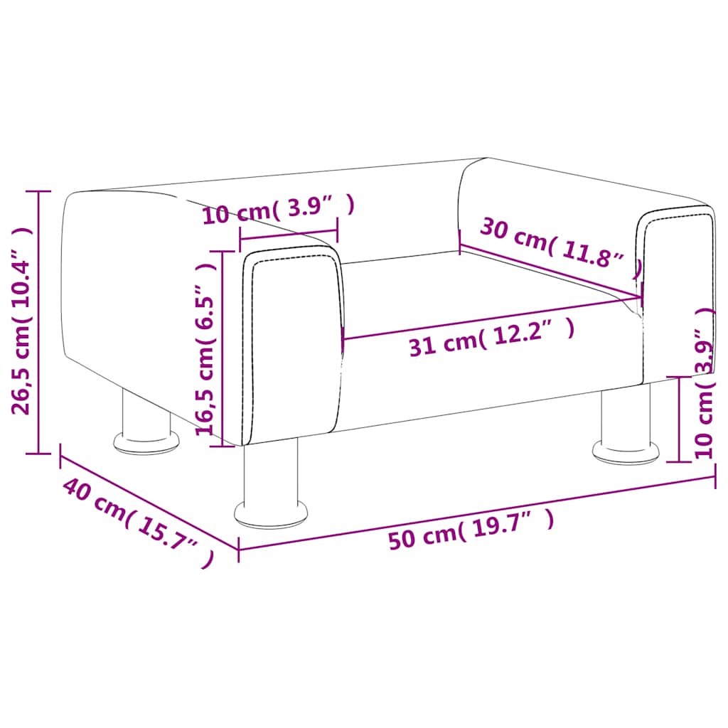 Kindersofa Creme 50x40x26,5 cm Samt