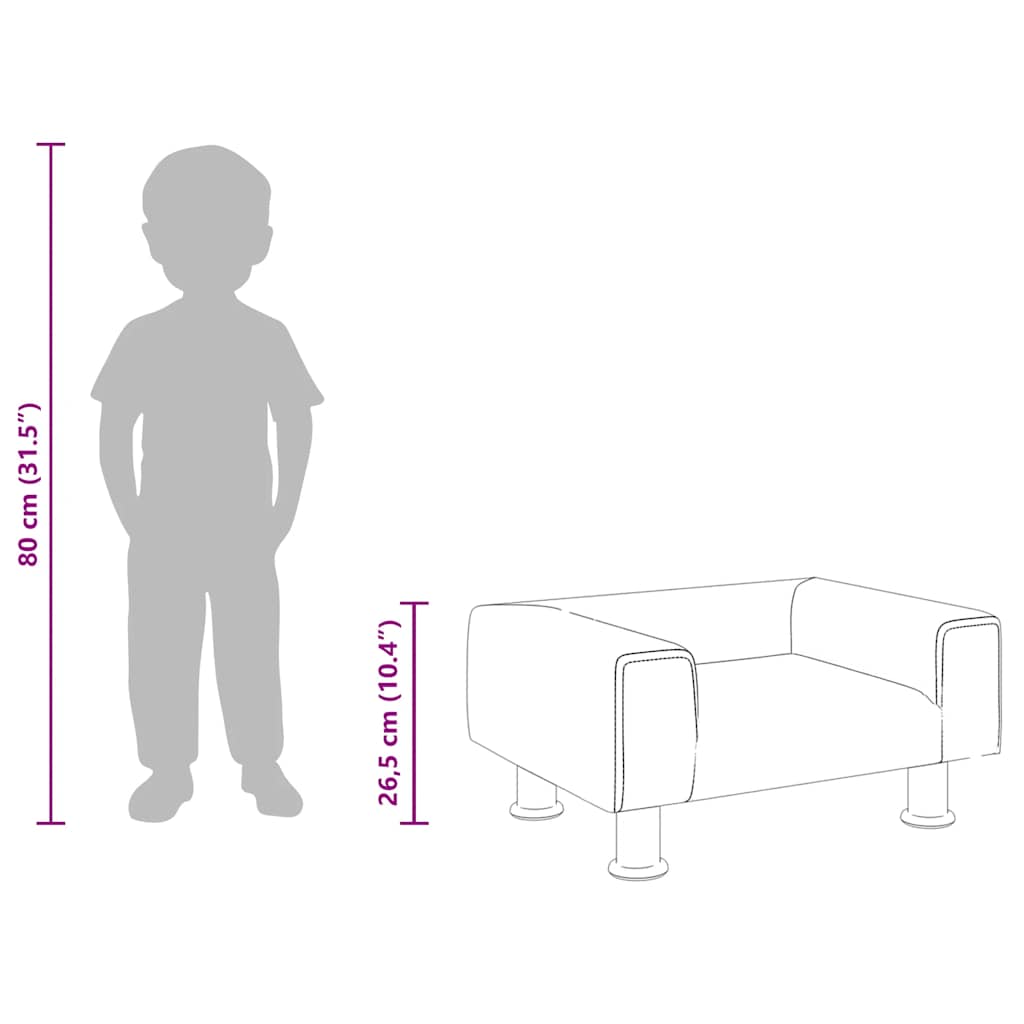 Kindersofa Creme 50x40x26,5 cm Samt