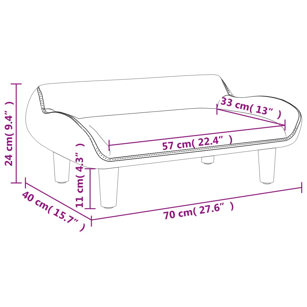 Kindersofa Taupe 70x40x24 cm Stoff