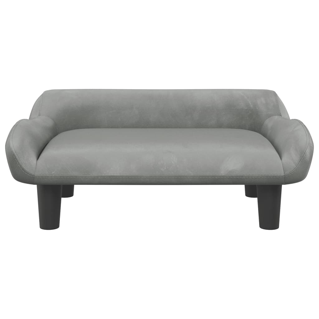 Kindersofa Hellgrau 70x40x24 cm Samt