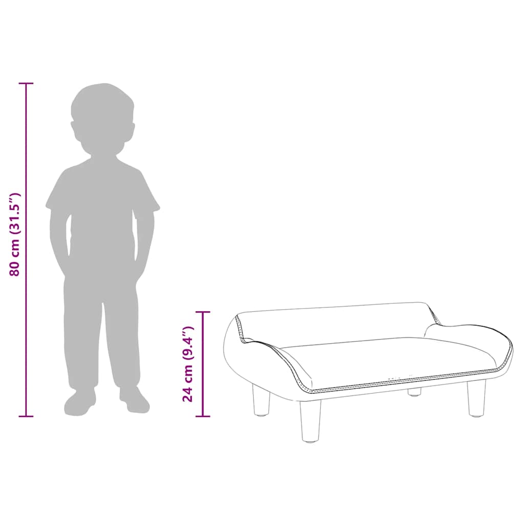 Kindersofa Braun 70x40x24 cm Samt