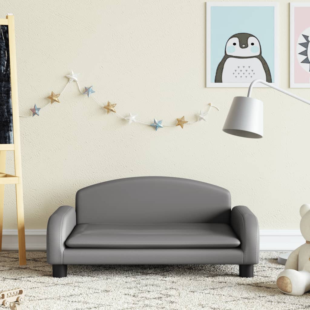 Kindersofa Grau 70x45x30 cm Kunstleder