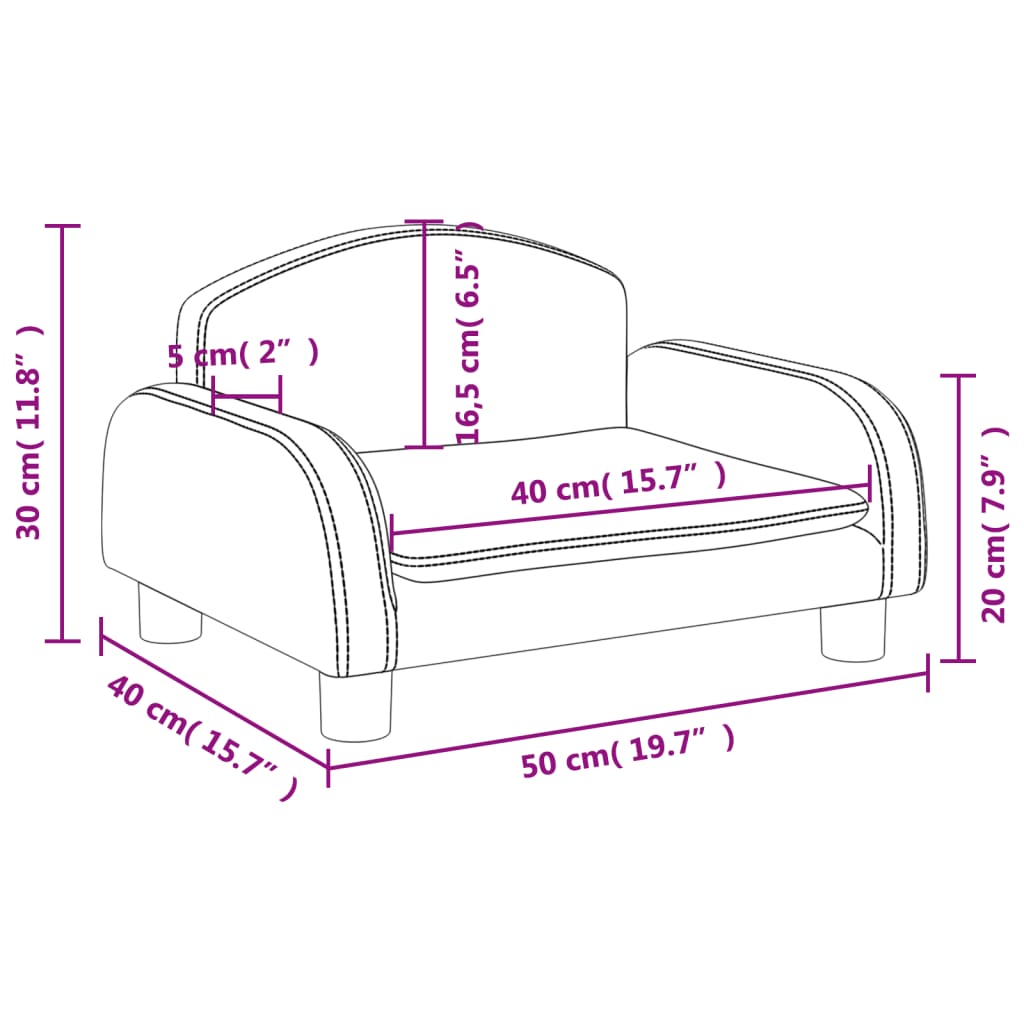 Kindersofa Creme 50x40x30 cm Stoff