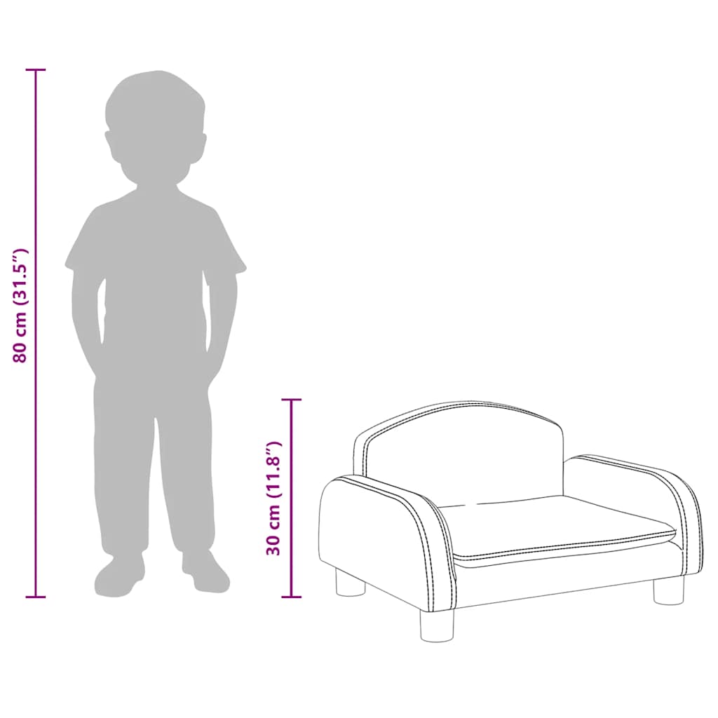 Kindersofa Creme 50x40x30 cm Stoff