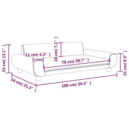 Kindersofa Blau 100x54x33 cm Samt