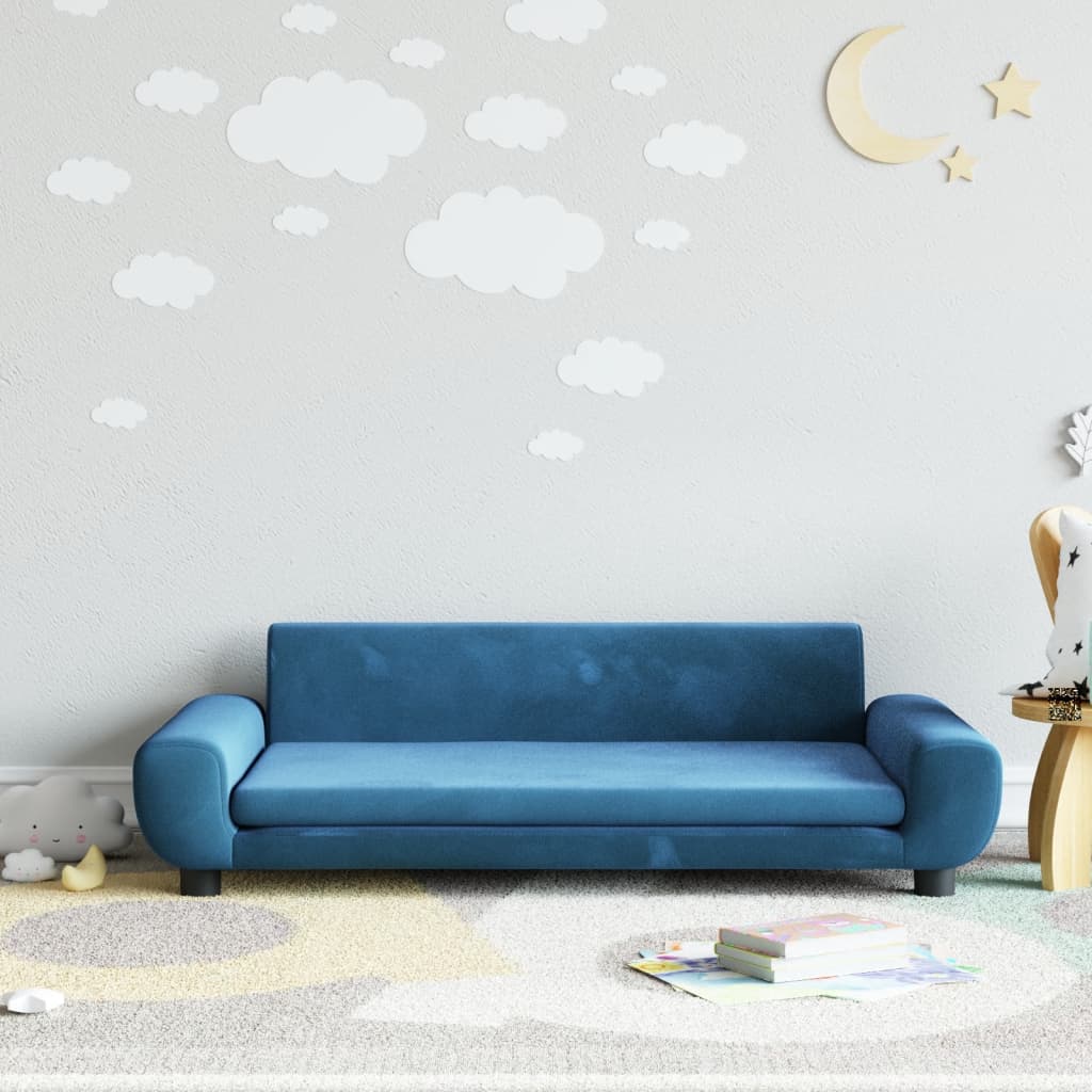 Kindersofa Blau 100x54x33 cm Samt