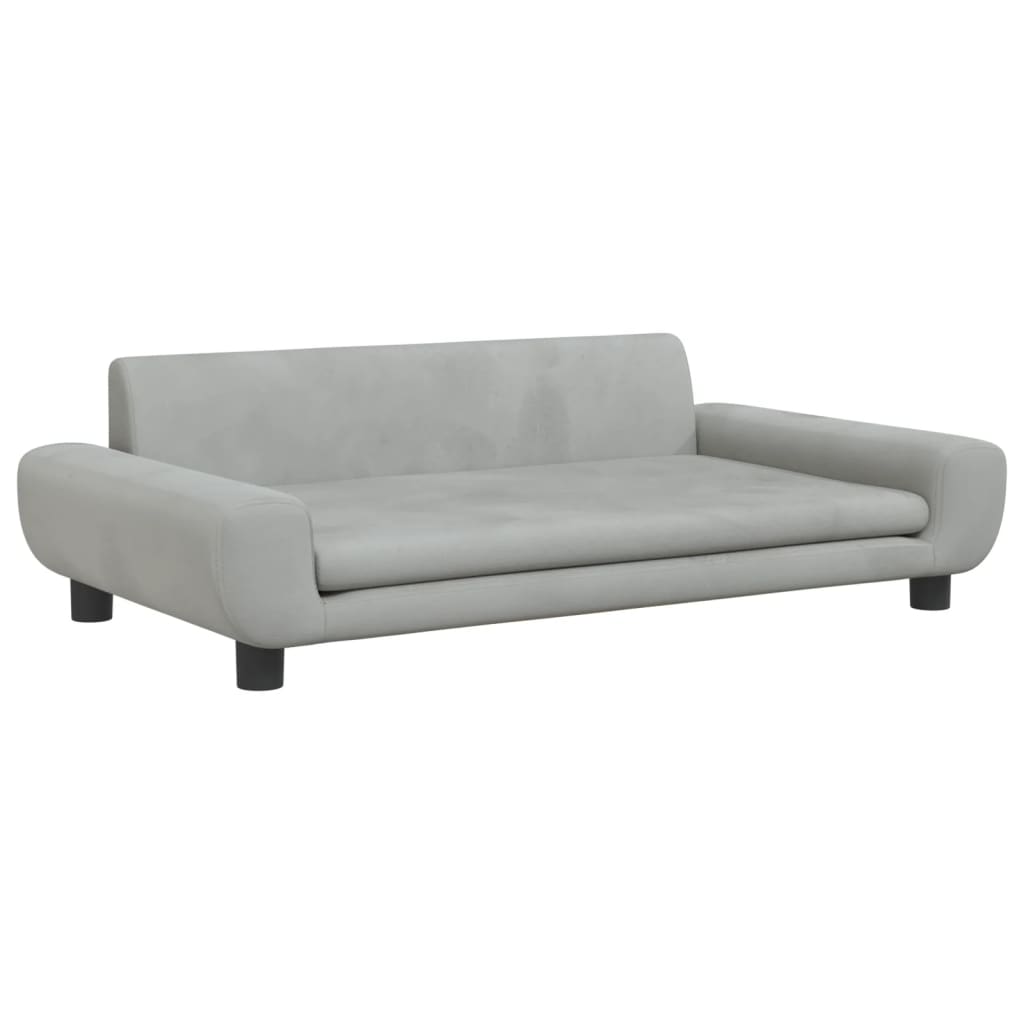 Kindersofa Hellgrau 100x54x33 cm Samt