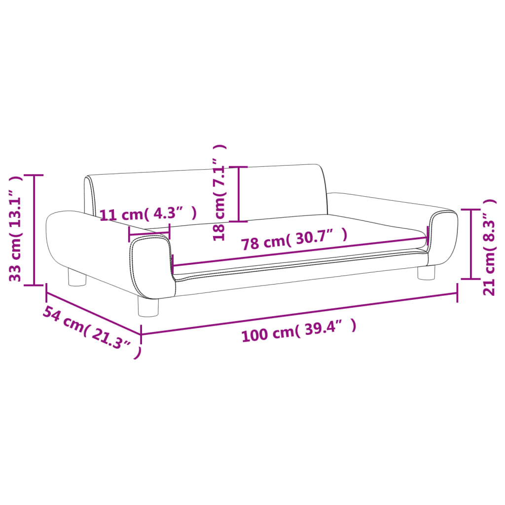 Kindersofa Dunkelgrau 100x54x33 cm Samt