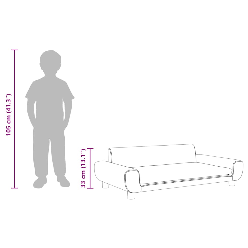 Kindersofa Schwarz 100x54x33 cm Samt