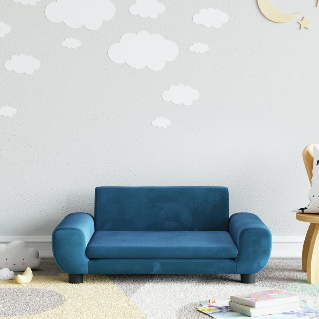 Kindersofa Blau 70x45x33 cm Samt