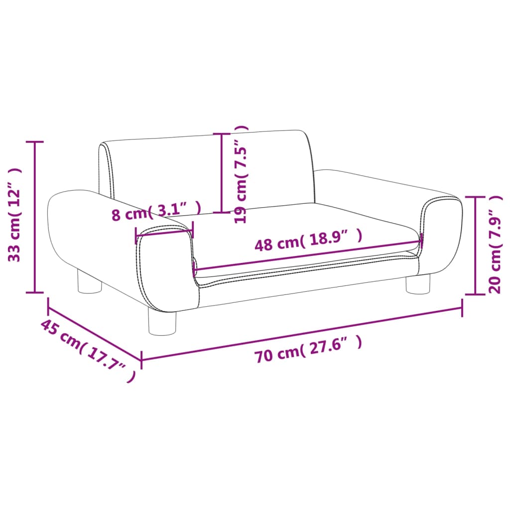 Kindersofa Hellgrau 70x45x33 cm Samt