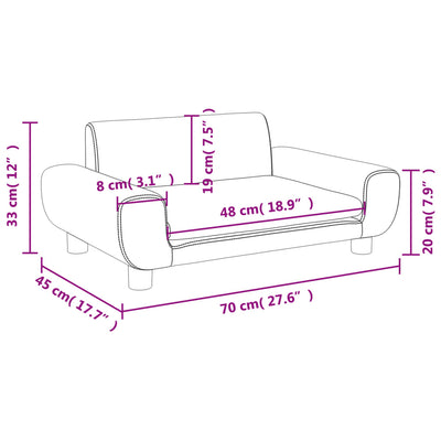 Kindersofa Dunkelgrau 70x45x33 cm Samt