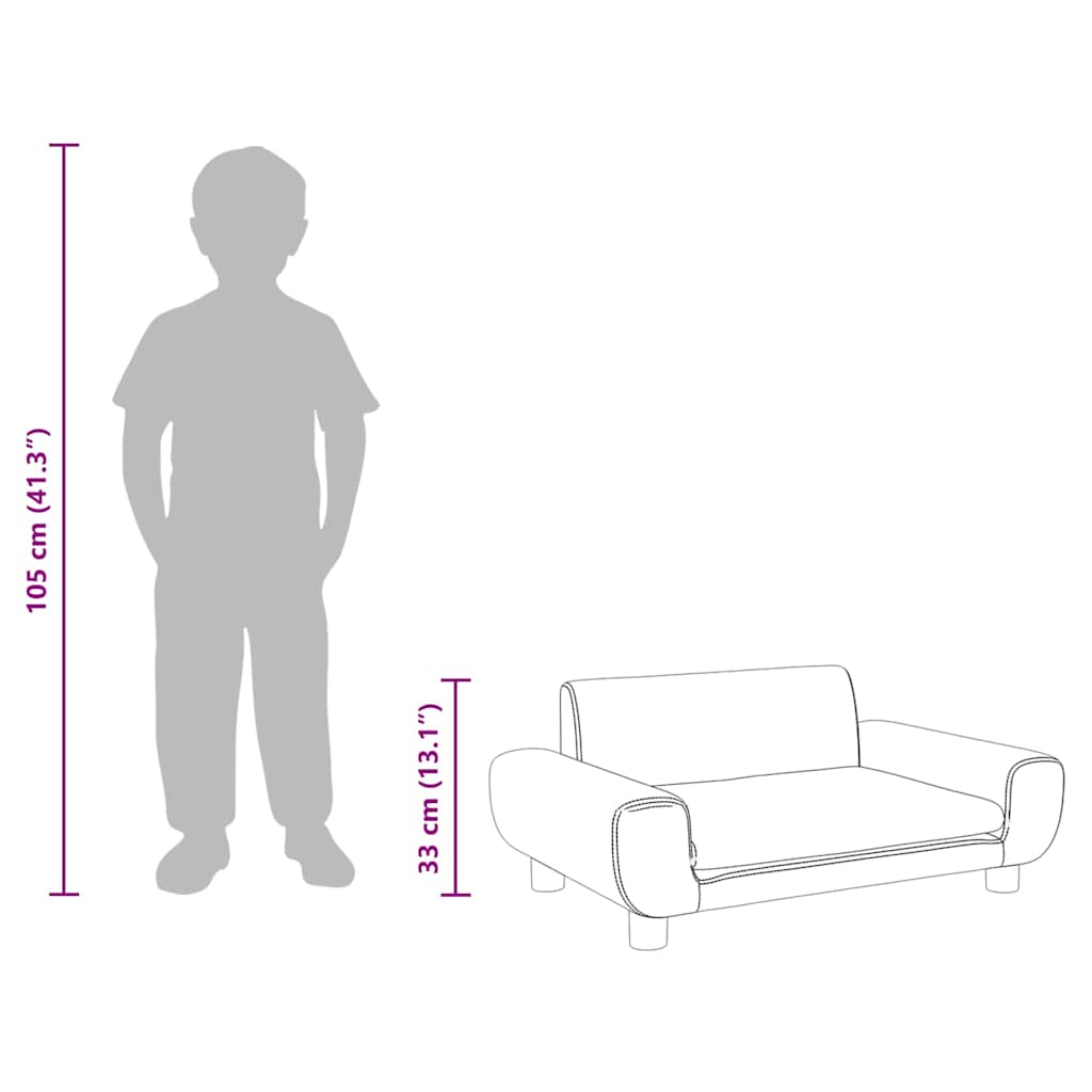 Kindersofa Braun 70x45x33 cm Samt