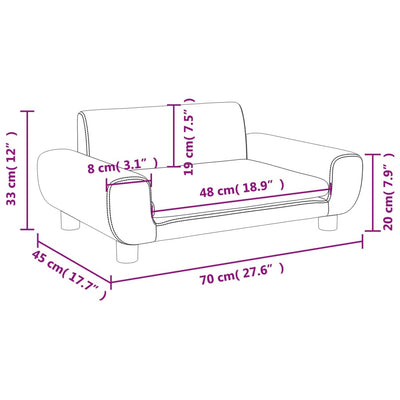 Kindersofa Creme 70x45x33 cm Samt