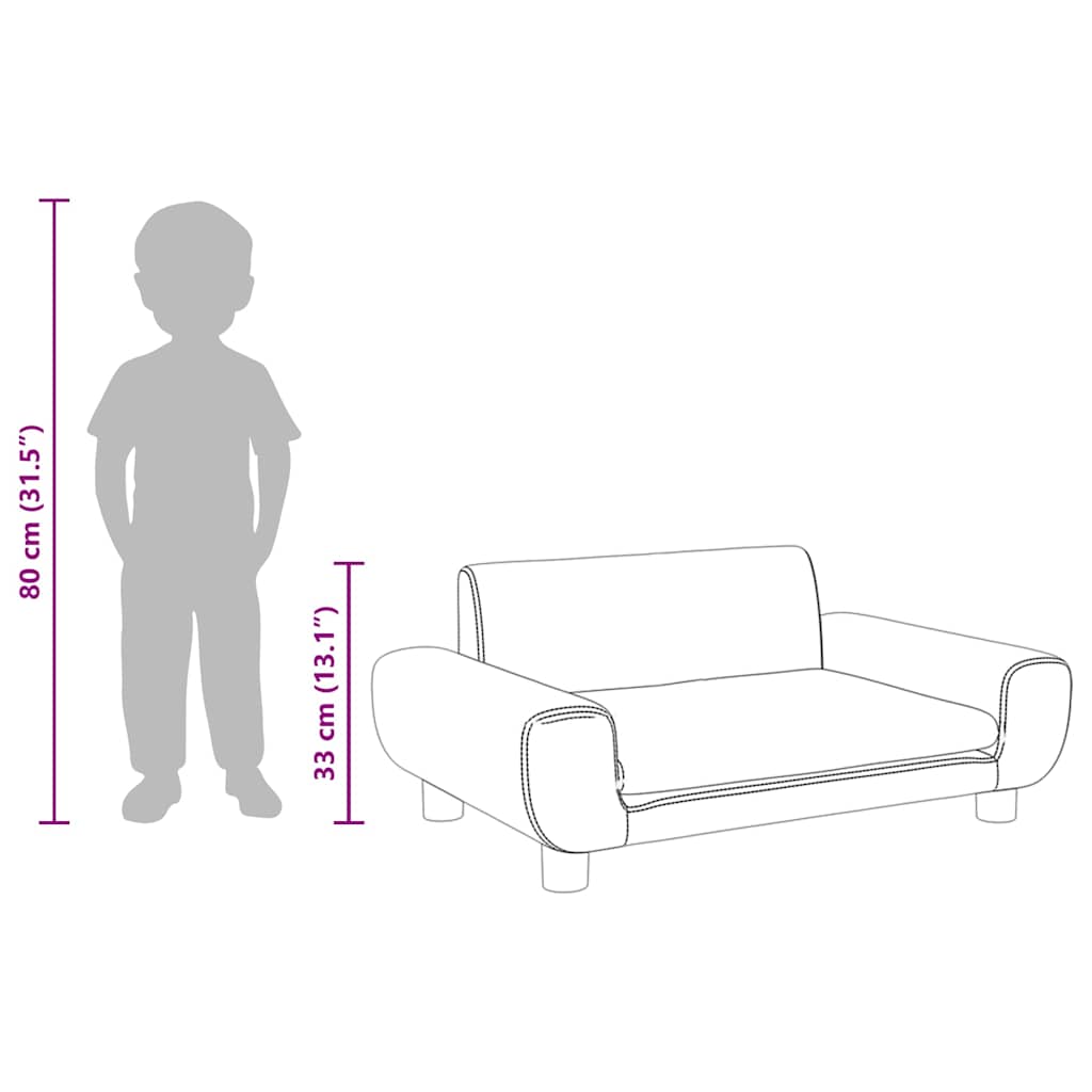 Kindersofa Creme 70x45x33 cm Samt