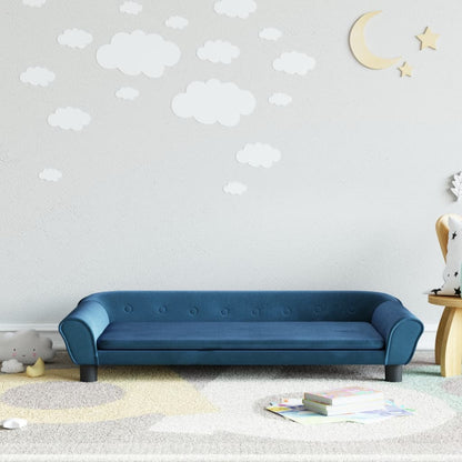 Kindersofa Blau 100x50x26 cm Samt