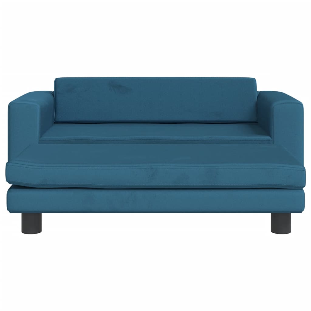 Kindersofa mit Hocker Blau 100x50x30 cm Samt