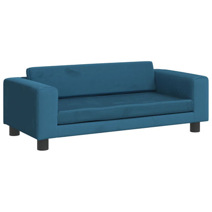 Kindersofa mit Hocker Blau 100x50x30 cm Samt