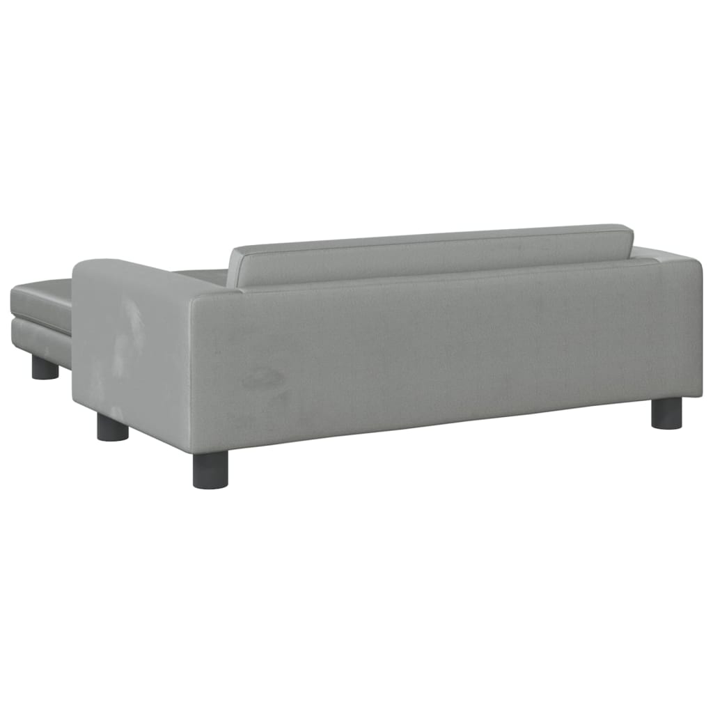 Kindersofa mit Hocker Hellgrau 100x50x30 cm Samt