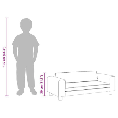 Kindersofa mit Hocker Hellgrau 100x50x30 cm Samt