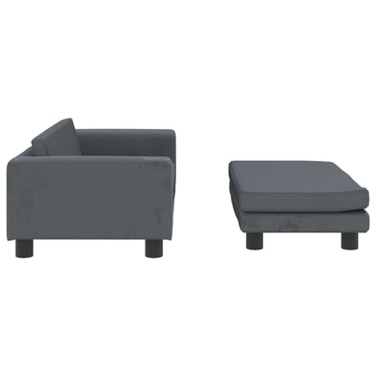 Kindersofa mit Hocker Dunkelgrau 100x50x30 cm Samt