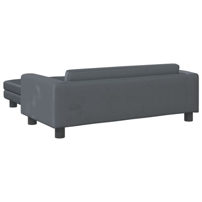 Kindersofa mit Hocker Dunkelgrau 100x50x30 cm Samt